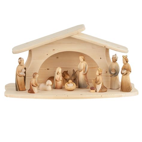 Modern Art Nativity Set 12 pieces - Woodcarvings Val Gardena