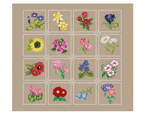 Flower Sampler Cross Stitch Pattern Flower Mini Small Floral - Etsy