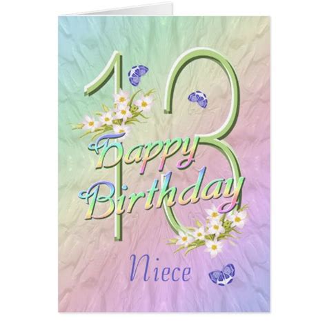 Niece 13th Birthday Butterflies and Flowers Card | Zazzle