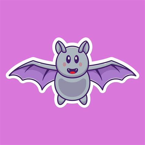 Premium Vector | Cartoon icon illustration of a cute bat in flight. halloween concept. simple ...