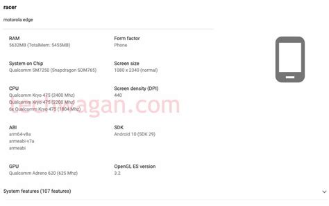 Motorola Edge specifications leaked through Google Play Console