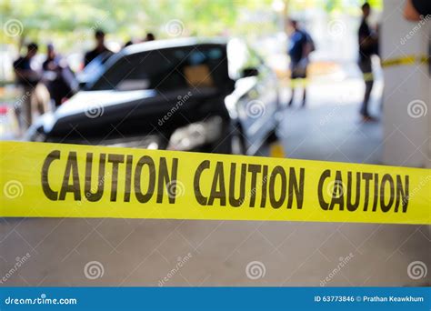 Caution Tape for Crime Scene Stock Photo - Image of forensic, vehicle: 63773846