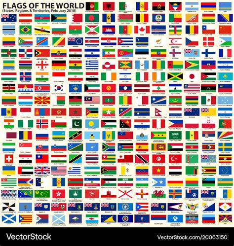 Flags of sovereign states regions and territories Vector Image