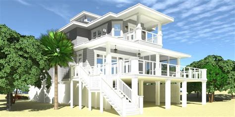 Plan 44164TD: Elevated Cottage House Plan with Elevator | Modern beach ...