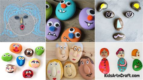 Funny Faces Using Painted Rock Crafts - Kids Art & Craft