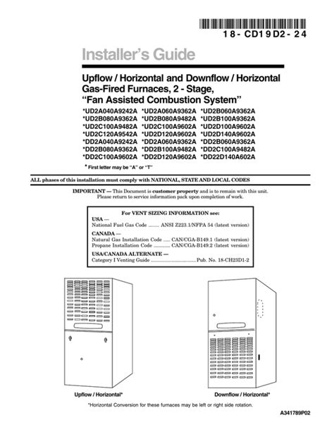 Trane XL80 Furnace Installation Manual