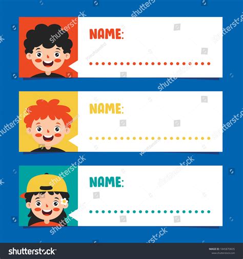 Name Tags School Children Stock Vector (Royalty Free) 1845870835 ...