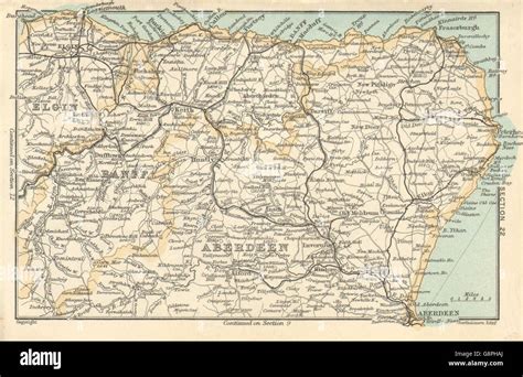 ABERDEENSHIRE & MORAY. Banffshire Elgin. Scotland. Vintage map, 1905 ...