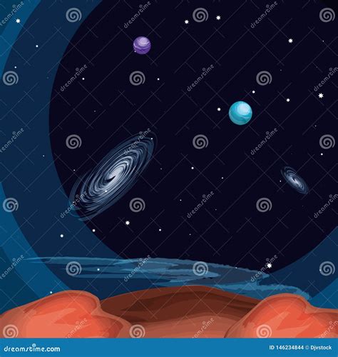 Earth planet scene space stock illustration. Illustration of landscape ...