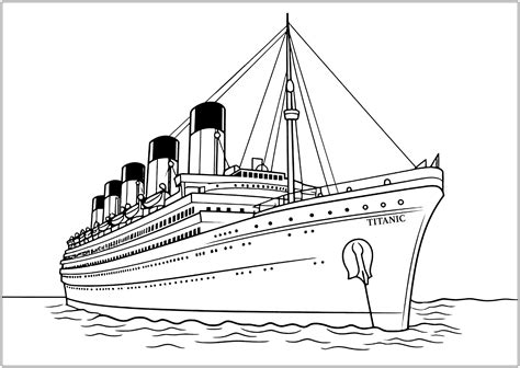 Le Titanic naviguant paisiblement - Coloriage Titanic pour enfants