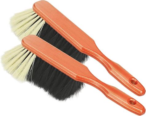 com-four® 2x Wooden hand broom - Hand broom with horsehair bristles - Power cleaning tool ...