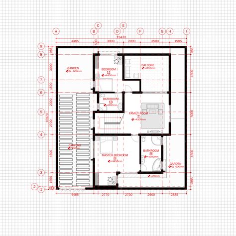 Residential Modern House Architecture Plan with floor plan metric units ...