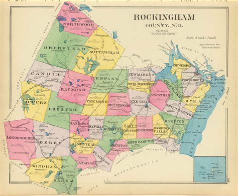 Rockingham County, New Hampshire 1892 Old Town Map Reprint - Hurd State Atlas Rockingham - OLD MAPS