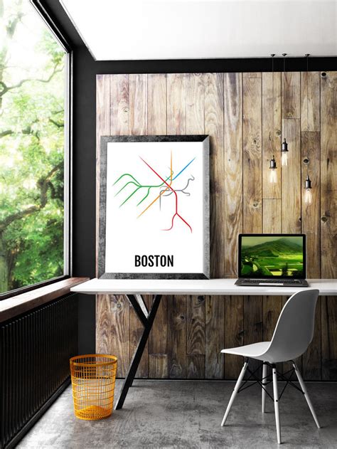 Boston Subway Map Print Boston T Transit Map Poster | Etsy