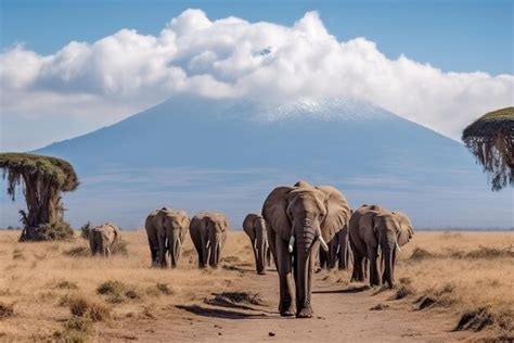 Premium AI Image | Elephants in Amboseli National Park Generative AI