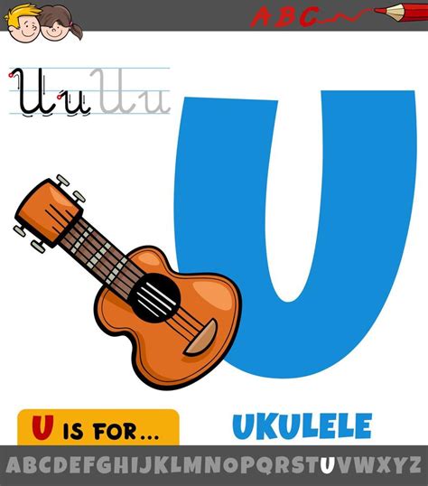 letter U from alphabet with cartoon ukulele musical instrument 8424056 ...