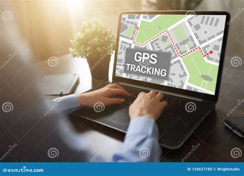 GPS Global Positioning System Tracking Map On Device Screen. Stock ...