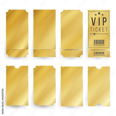 Vip Ticket Template Vector. Empty Golden Tickets And Coupons Blank ...