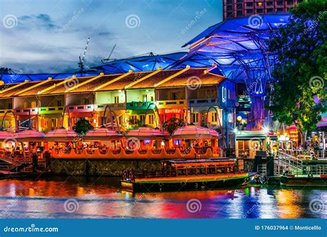 Clarke Quay after Dusk, Popular Nightlife District of Singapore ...