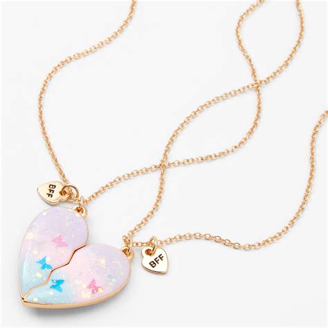 Best Friends Glitter Butterfly Split Heart Necklaces - 2 Pack | Bff ...