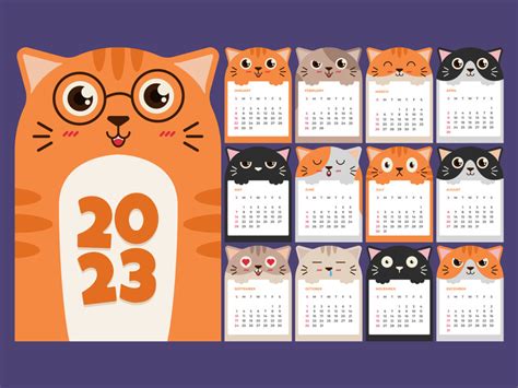 Calendar year 2023, kitten and cat design by ~ EpicPxls