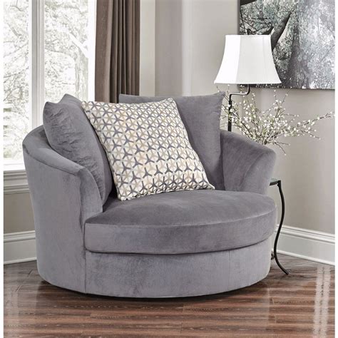 Abbyson Tanya Grey Fabric Round Swivel Chair - Bed Bath & Beyond ...