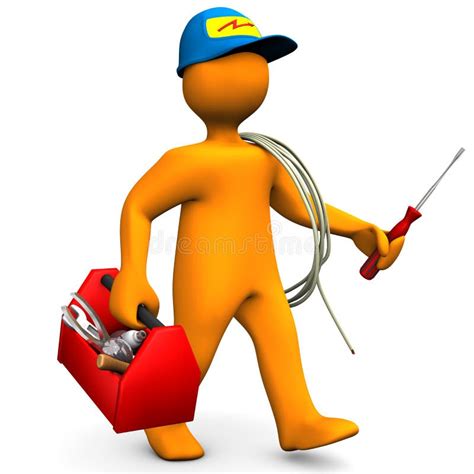 Electrician With Toolbox And Cord Stock Illustration - Illustration of ...