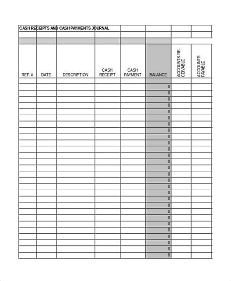 Cash Receipts Journal Template Free Download - Printable Templates