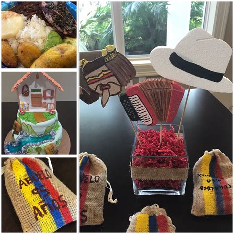 Table decor and favors for a Colombian Theme Party. Centros de mesas y ...