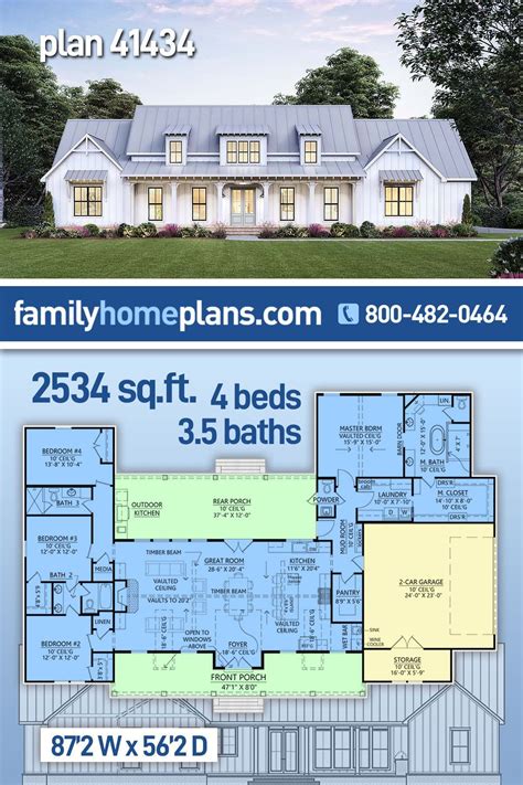 Perfectly balanced 4 bedroom farmhouse house plan 56478sm with darling ...