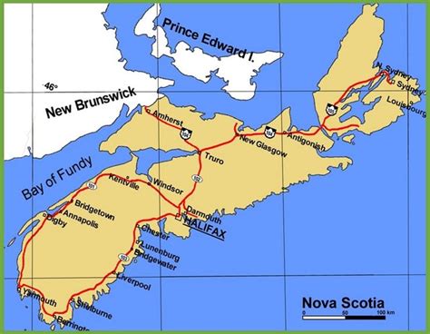 Nova Scotia highway map | Nova scotia, Kentville, New glasgow