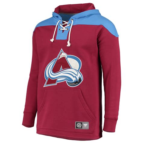 Men's Colorado Avalanche Fanatics Branded Burgundy/Light Blue Breakaway - Lace-Up Pullover Hoodie