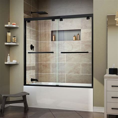 DreamLine Encore 60 in. x 58 in. Frameless Sliding Tub Door in Satin ...