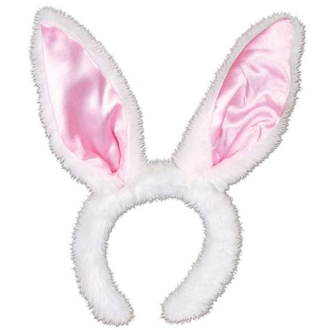 Pack of 12 Pink & White Plush Satin Bunny Ears Headband Easter Costume Accessories | Christmas ...