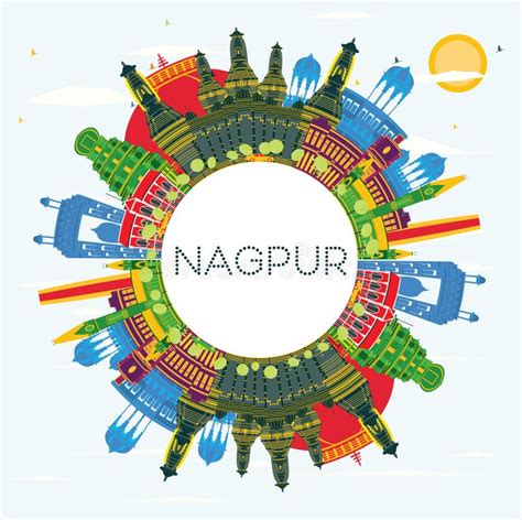 Nagpur India City Skyline with Color Buildings and Blue Sky. Stock ...