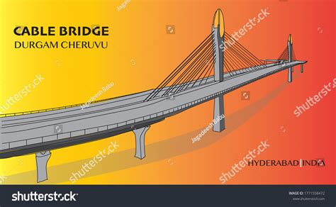 Cable Bridge Hyderabad India Drawing Gradient Stock Vector (Royalty Free) 1771558472 | Shutterstock