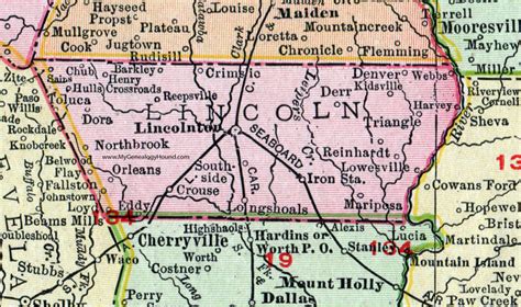 Lincoln County, North Carolina, 1911, Map, Rand McNally, Lincolnton, Denver, Triangle