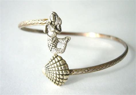 Silver Mermaid Bracelet With a Shell. Wrap Mermaid Jewelery - Etsy