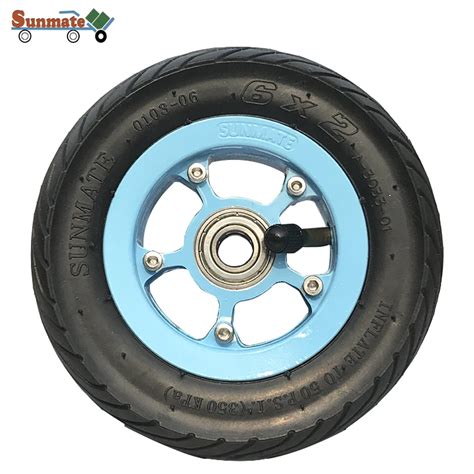 Multi Colour 6 Inches 150*50 Pneumatic Wheel For Skateboard With Full Aluminium Rim And Spoke ...