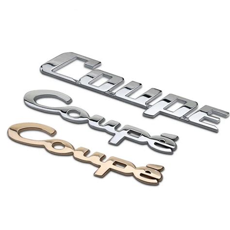 Car Car Body Sticker Decals Accessory Silver Gold Chrome Metal COUPE Car Exterior Emblem ...