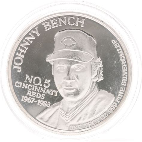 1989 Johnny Bench Hall of Fame Commemorative Silver Medal | EBTH