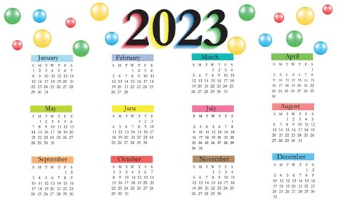 2023, Calendar for the year with months, weeks, days, weekends and working days. 7784857 Vector ...