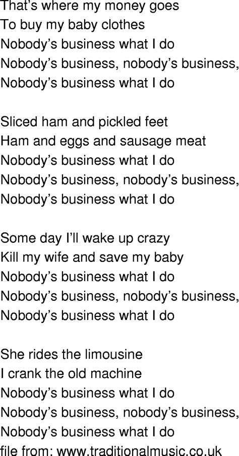 Old-Time Song Lyrics - Nobodys Business