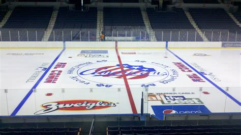 The Finished Amerks Logo at Center Ice · Let's Go Amerks!