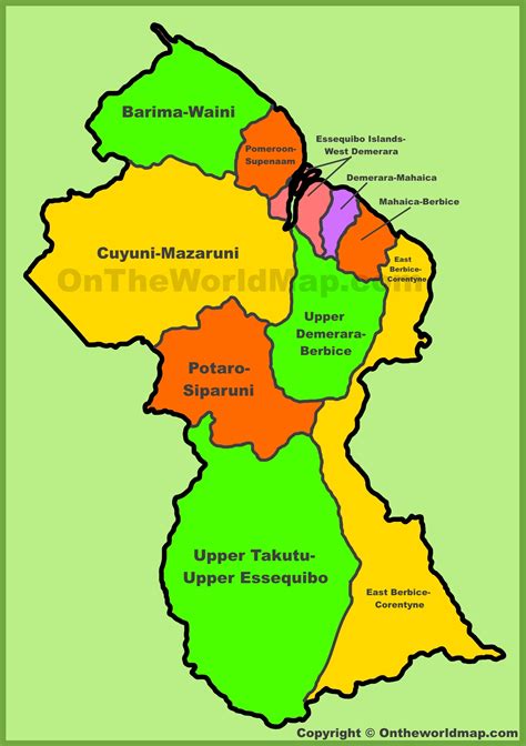 Administrative map of Guyana - Ontheworldmap.com