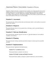 ANA Standards of Practice.pdf - American Nurses Association: Standards of Practice Standards of ...