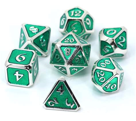 Die Hard Dice Metal Set Polyhedral - Mythica Dice (Platinum Emerald ...