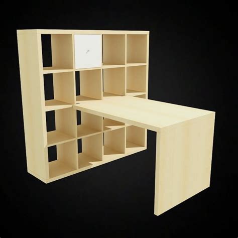 3D Ikea Expedit Bookcase and Desk