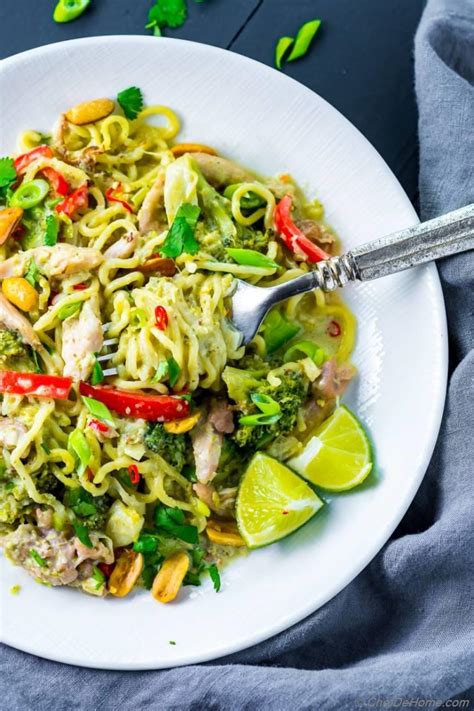 Thai Green Curry Chicken Noodles Recipe | ChefDeHome.com