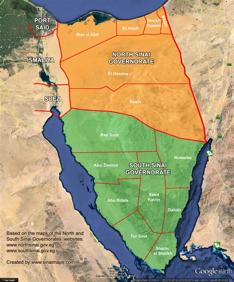 Map of administrative areas in the Sinai Peninsula | Sheikh Sina Bedouin Treks